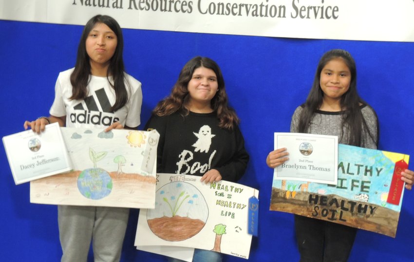 2022 Poster winners for grades 4-6 Dacey Jefferson(3rd place), Mamie Sam(1st place), and Braeylynn Thomas(2nd place)